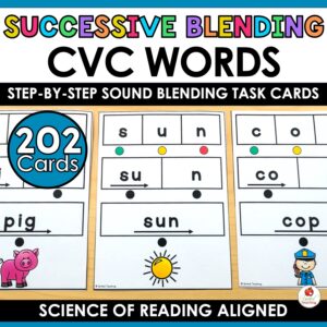 CVC Words Successive Blending Phonics Task Cards