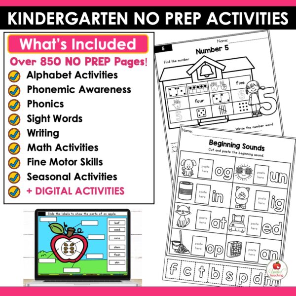 Kindergarten Math and Literacy Activities Bundle - Image 2
