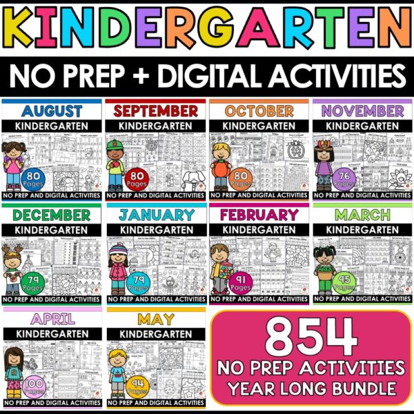 Kindergarten Math and Literacy Activities Bundle