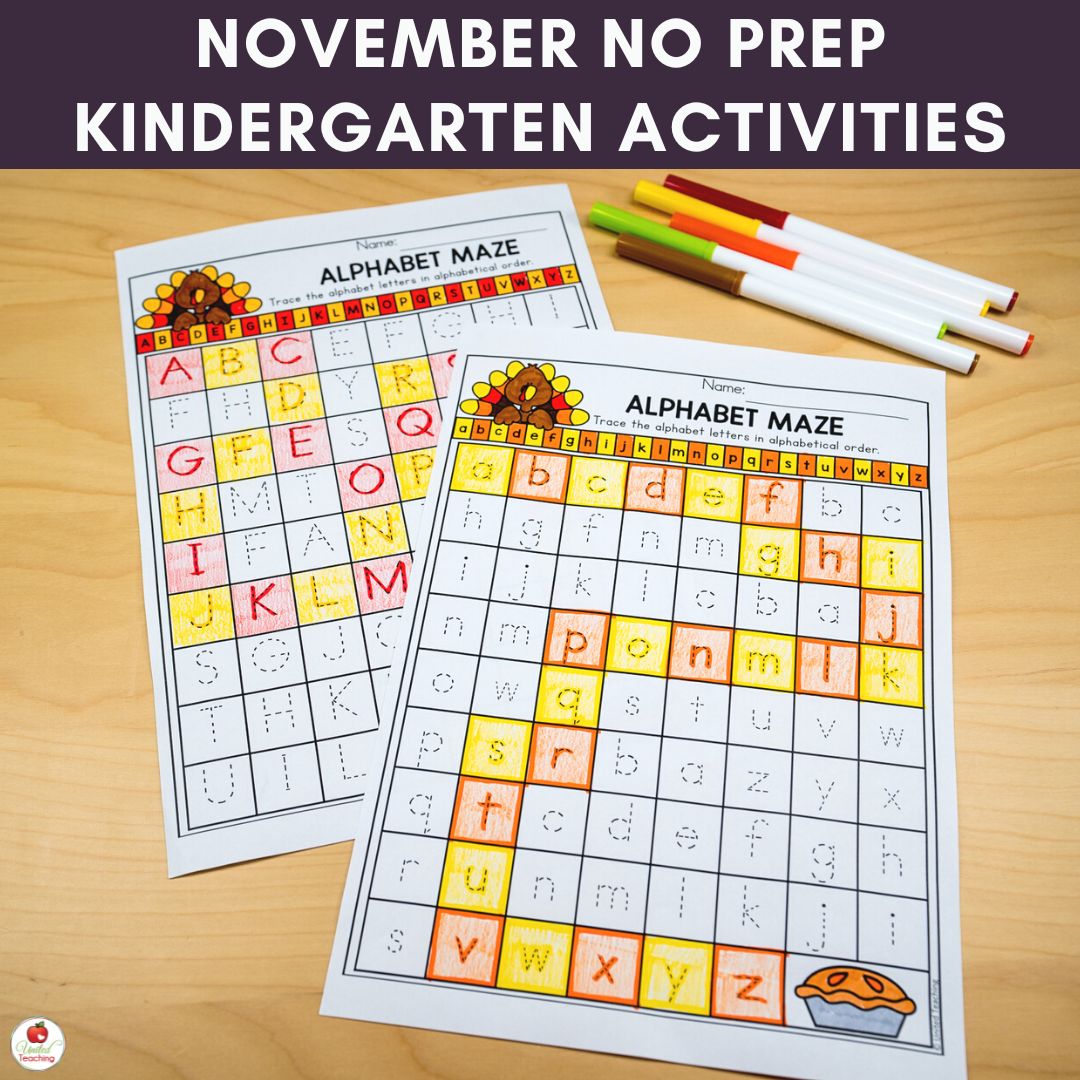 November Worksheets for Kindergarten Featured Image of Thanksgiving Alphabet Maze worksheets