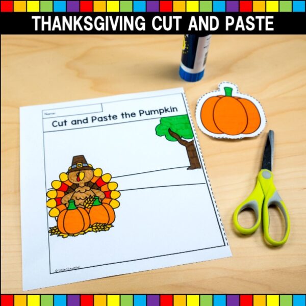 Thanksgiving Cut and Paste Worksheet in action 01