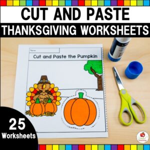 Thanksgiving Cut and Paste Worksheets Product Cover