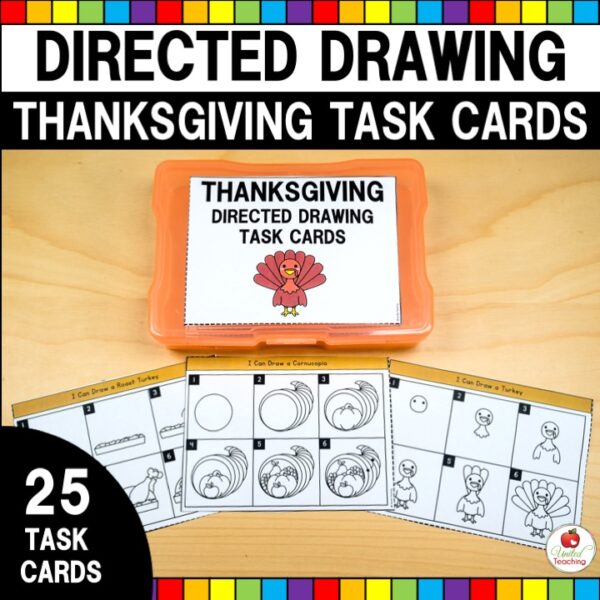 Thanksgiving Directed Drawing Task Cards Product Cover