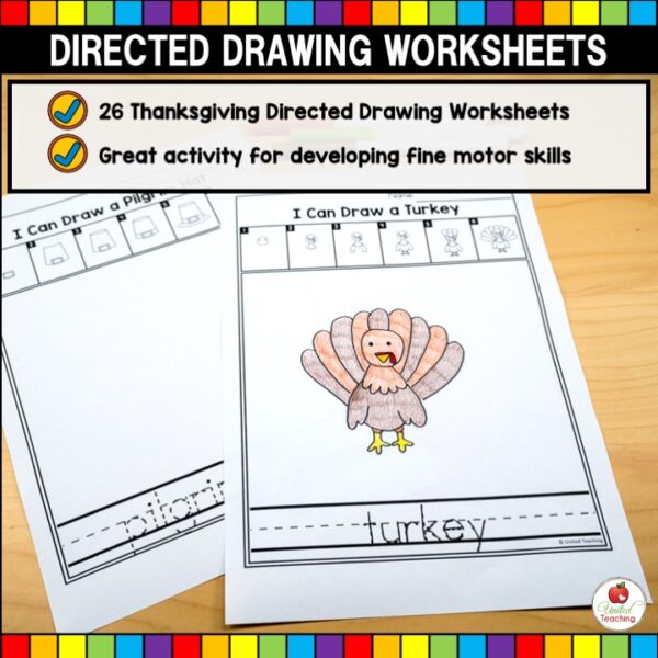 Thanksgiving Directed Drawing Worksheets What's Included List