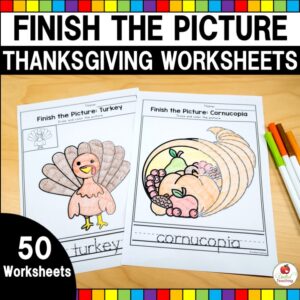 Thanksgiving Finish the Picture Worksheets Cover