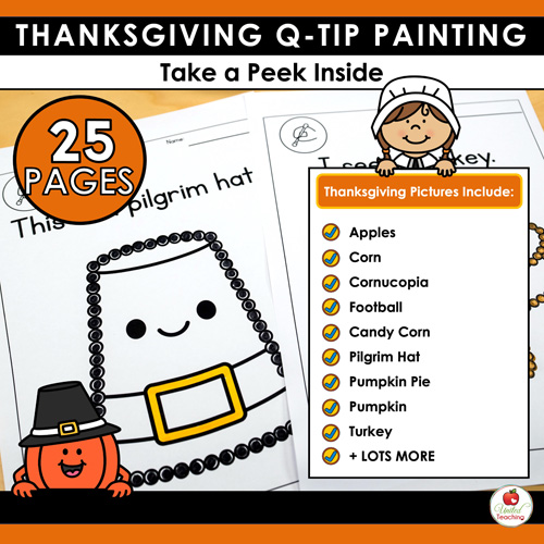Thanksgiving Q-Tip Painting Worksheets - Image 2