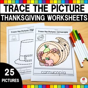 Thanksgiving Trace the Picture Worksheets Cover