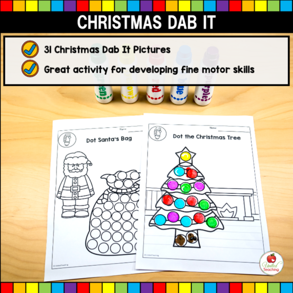 Christmas Dab It Worksheets What's Included List