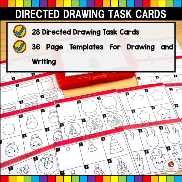 Christmas Directed Drawing Task Cards What's Included List