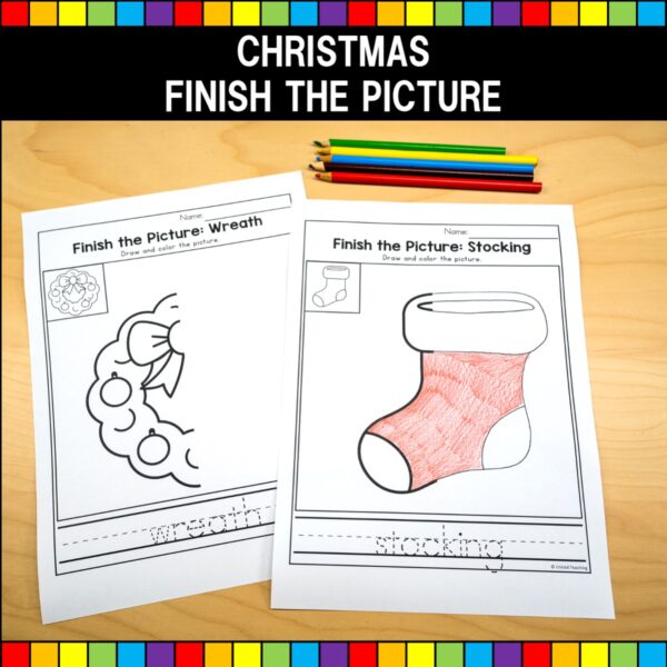 Christmas Finish the Picture Worksheets Blank Design