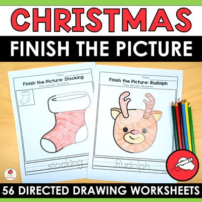 Christmas Finish the Picture Drawing Worksheets