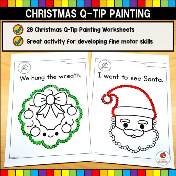 Christmas Q-Tip Painting Worksheets What's Included List