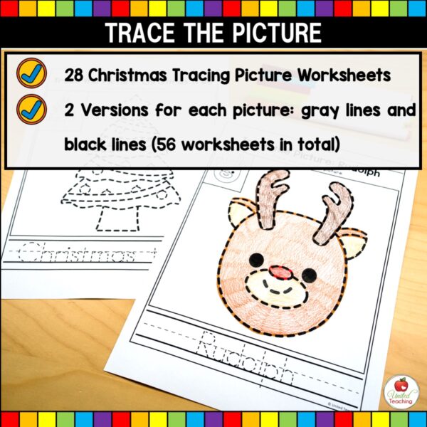 Christmas Trace the Picture Worksheets What's Included List