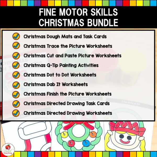 Christmas Fine Motor Skills Bundle What's Included List