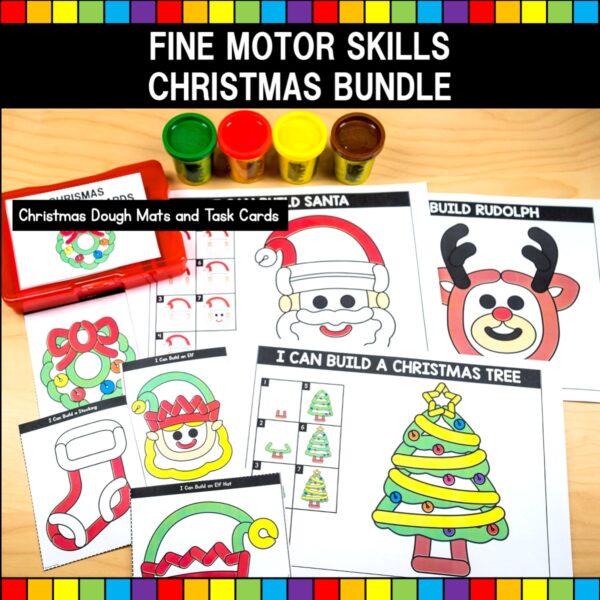 Christmas Fine Motor Skills Bundle Dough Mats and Task Cards