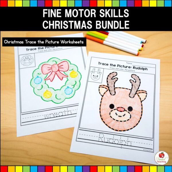 Christmas Fine Motor Skills Bundle Trace the Picture Worksheets