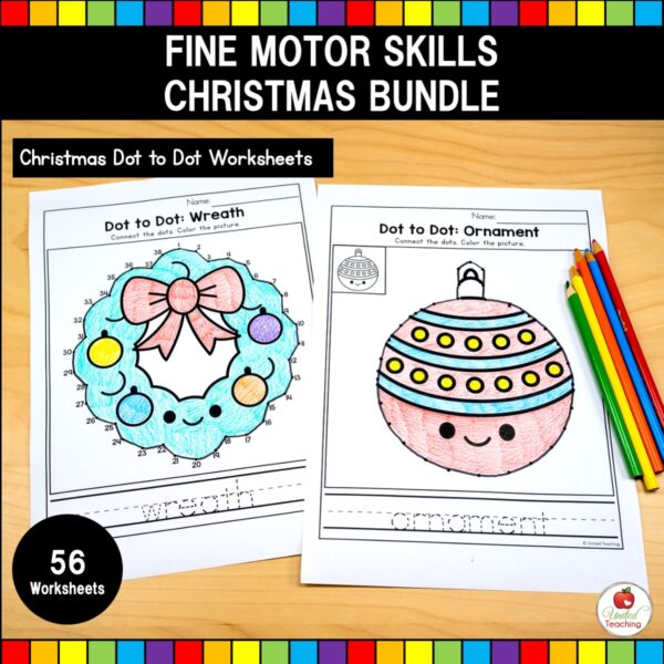 Christmas Fine Motor Skills Bundle Dot to Dot Worksheets
