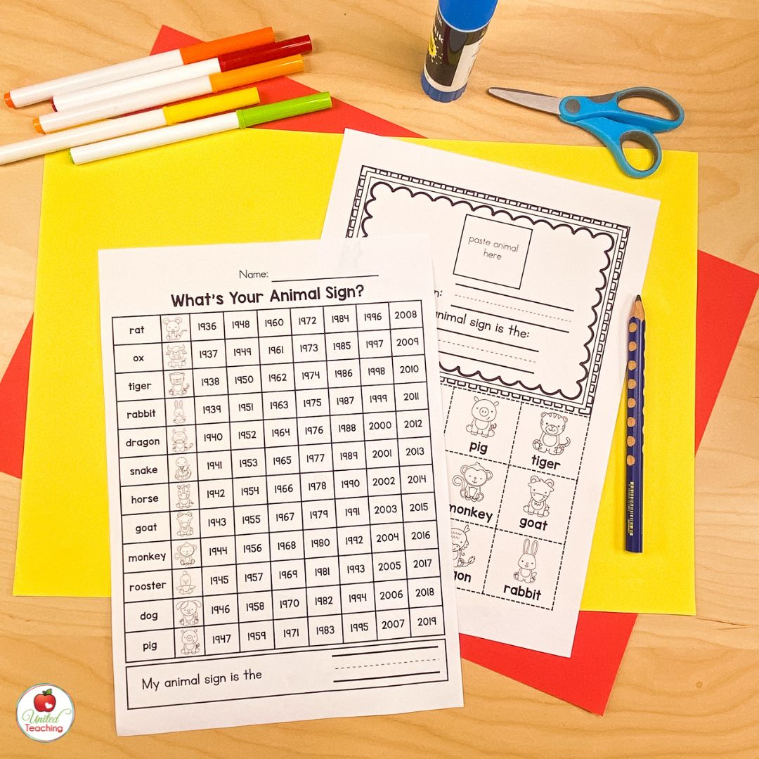 What is your animal sign worksheets for the Chinese New Year
