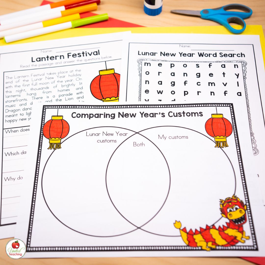 Lunar New Year Venn diagram and other activities