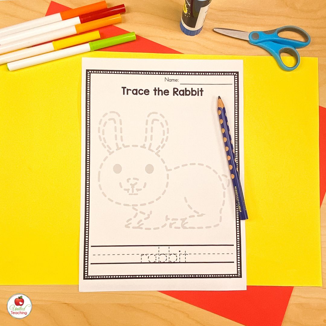 Trace the Rabbit tracing worksheet for Chinese New Year