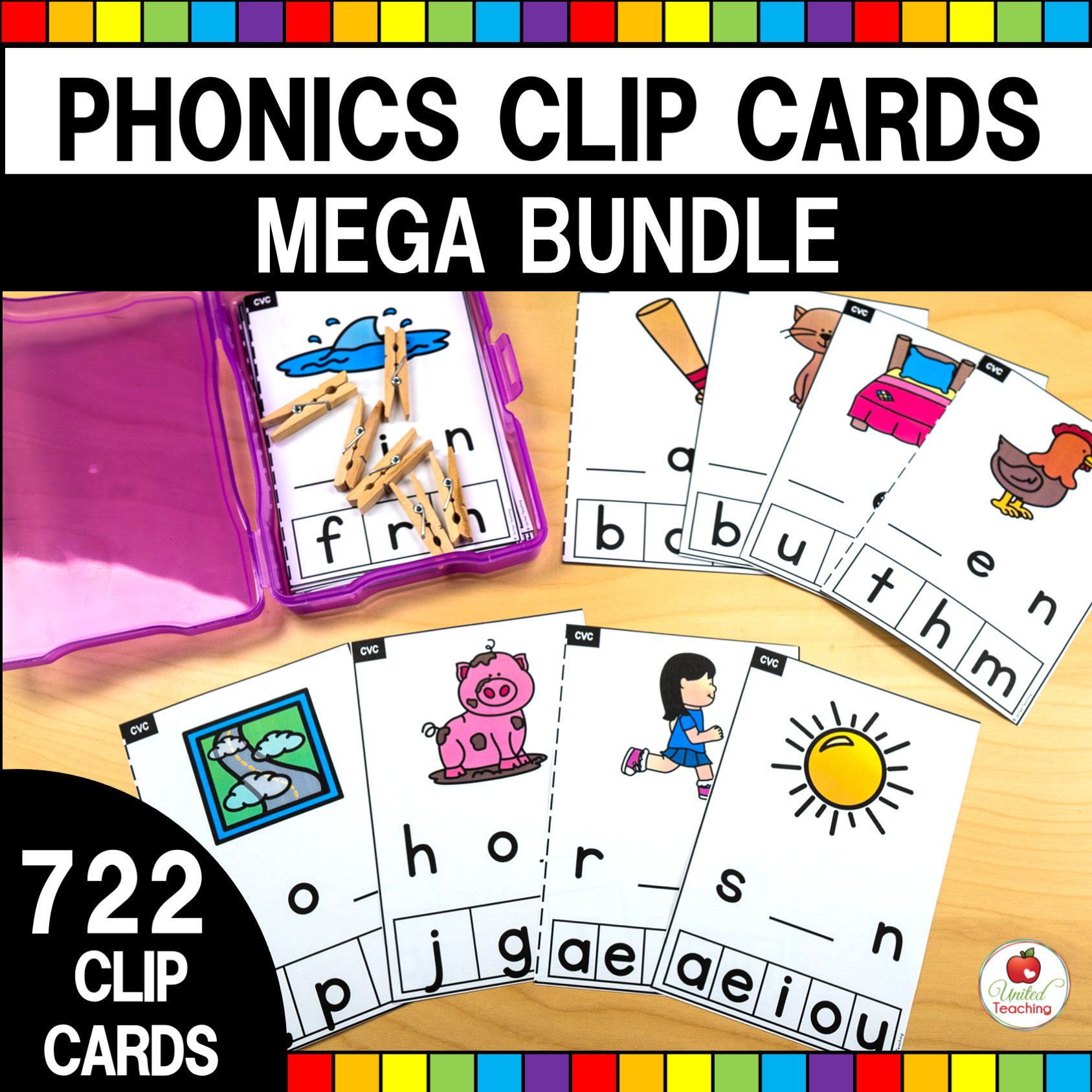 Phonics Clip Cards Bundle Cover