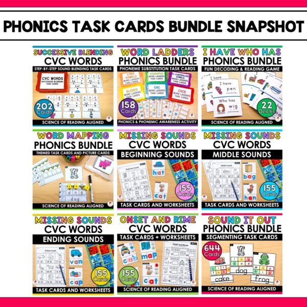 Phonics Task Cards Mega Bundle - Image 3