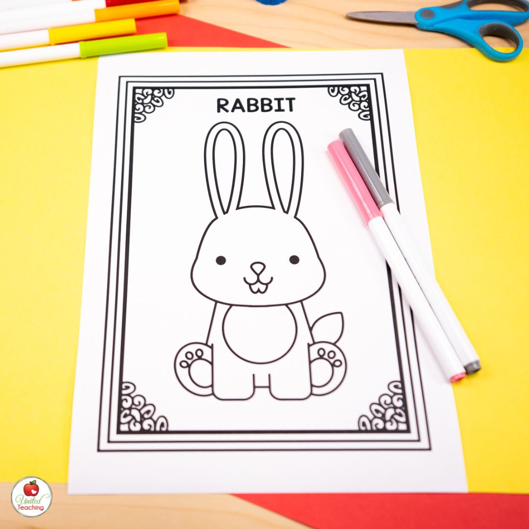 Lunar New Year zodiac animal coloring page for the Rabbit