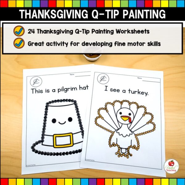 Thanksgiving Q-Tip Painting Worksheets what's included list