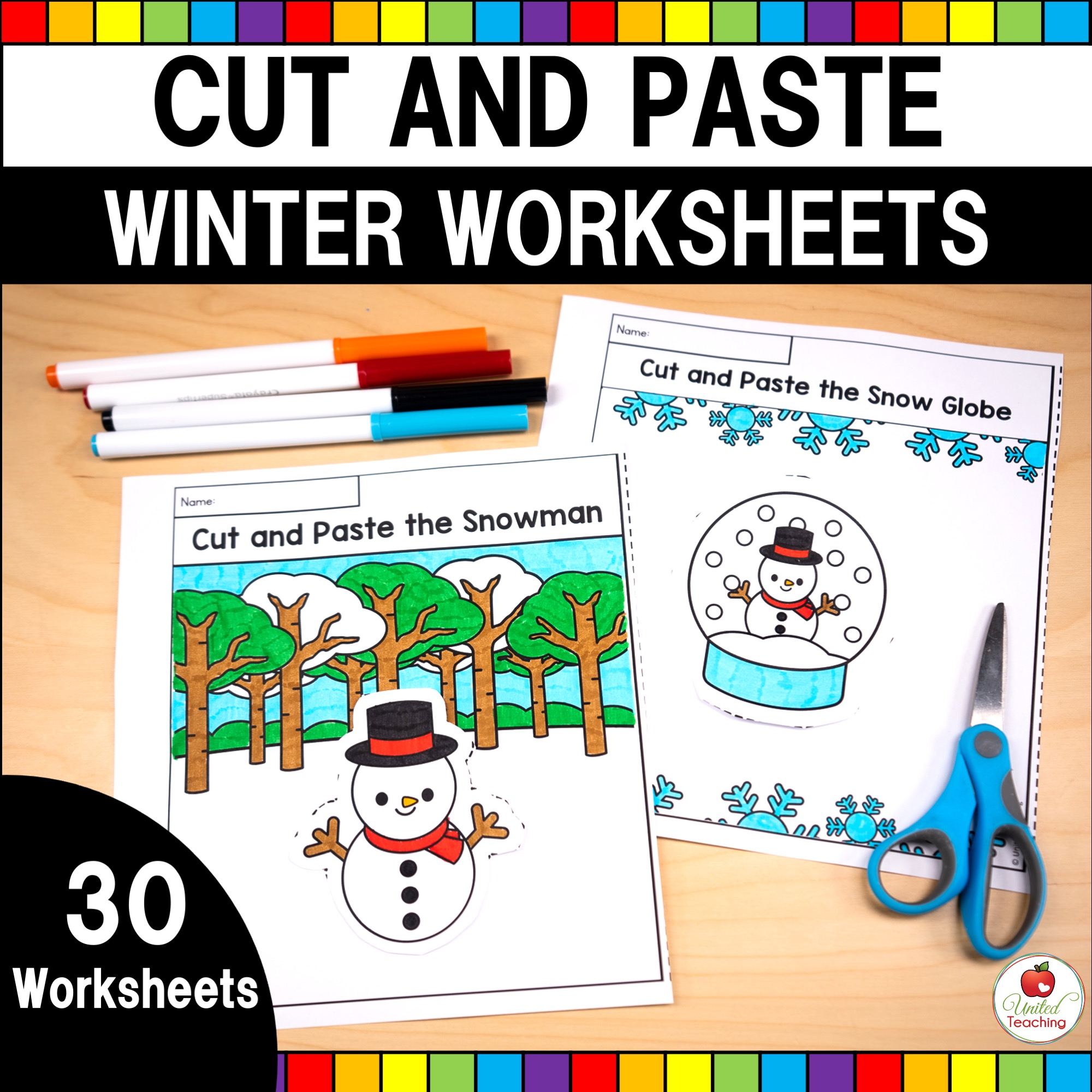 Winter Cut and Paste Worksheets Cover