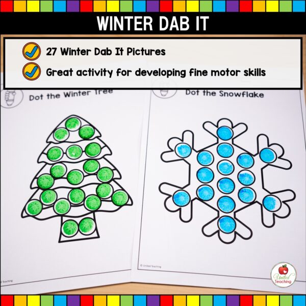Winter Dab It Worksheets What's Included
