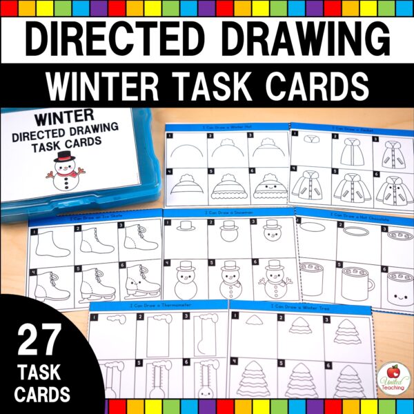 Winter Directed Drawing Task Cards Cover