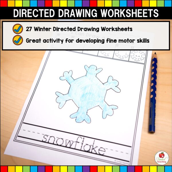 Winter Directed Drawing Worksheets What's Included List
