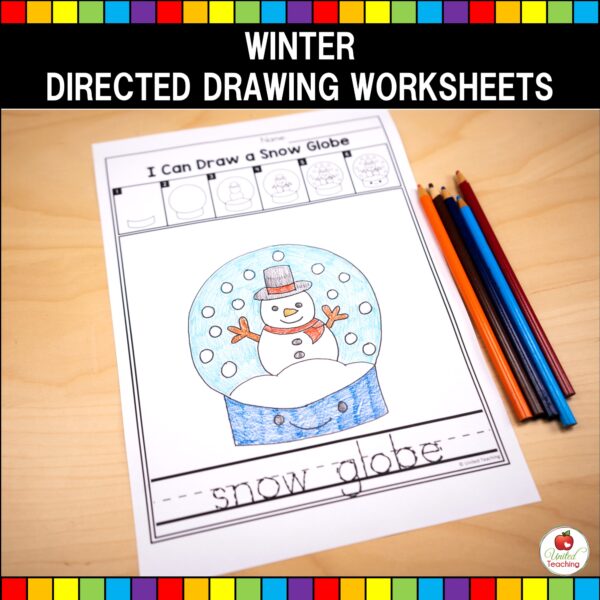 Winter Directed Drawing Snow Globe Worksheet