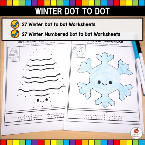 Winter Connect the Dots Worksheets What's Included