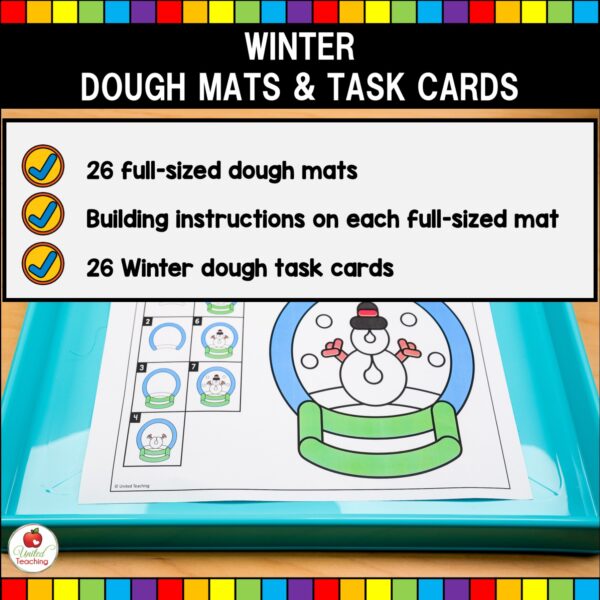 Winter Dough Mats and Task Cards What's Included