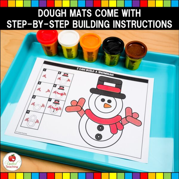 Winter Dough Mats and Task Cards Build a Snowman Mat