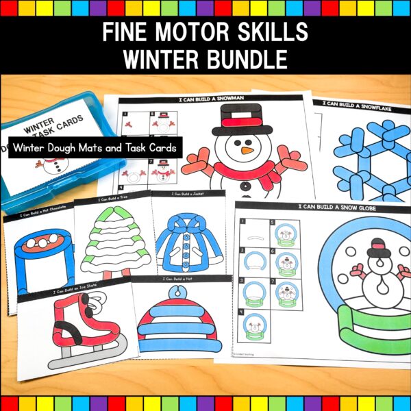 Winter Fine Motor Skills Bundle Dough Mats and Task Cards