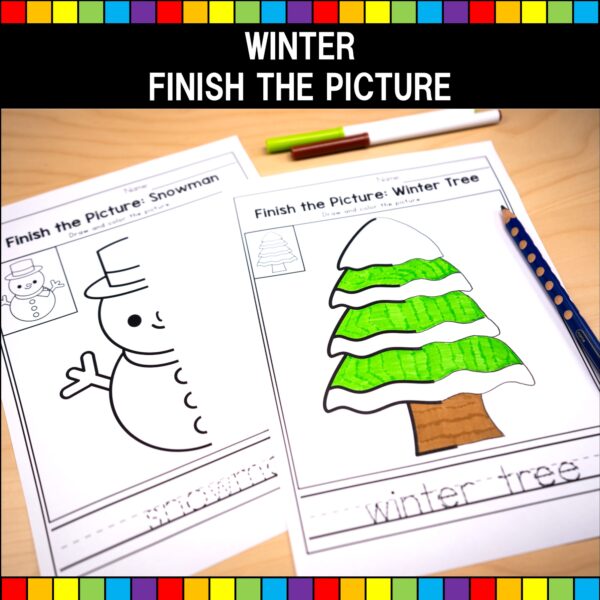Winter Finish the Picture Sample Worksheets