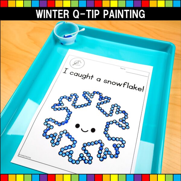 Winter Q-Tip Painting Snowflake Worksheet