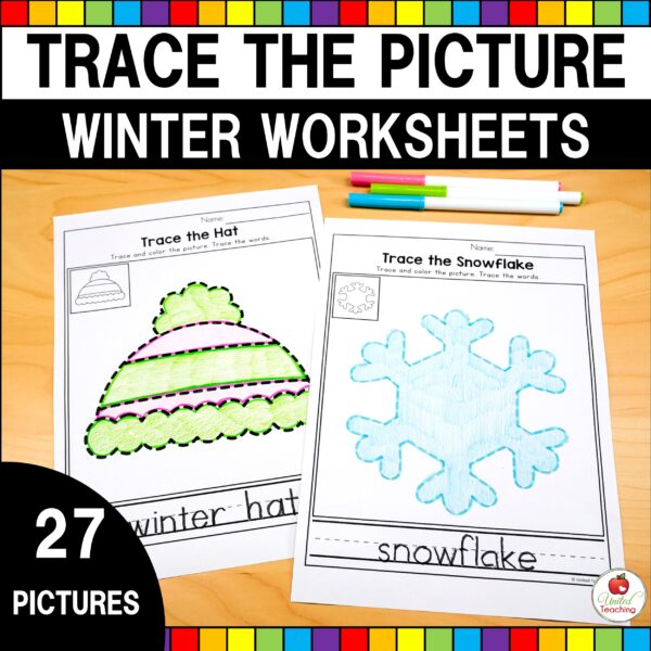 Winter Trace the Picture Worksheets Cover