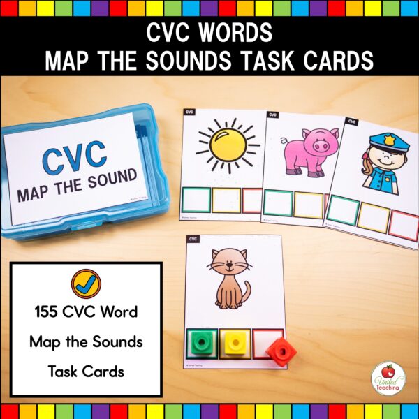 CVC Words Map the Sounds Task Cards