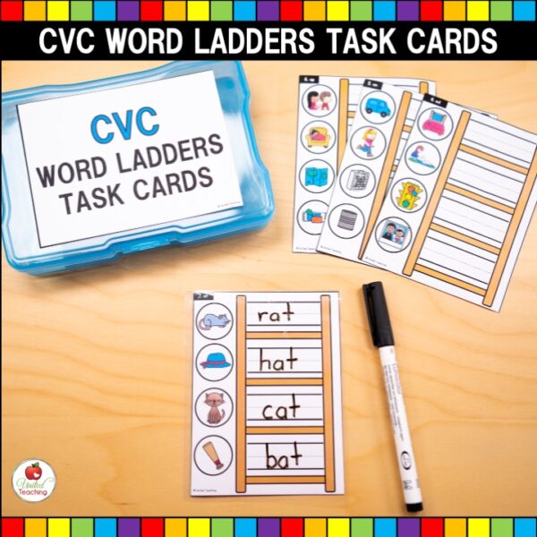 Word Ladders CVC Words Task Cards