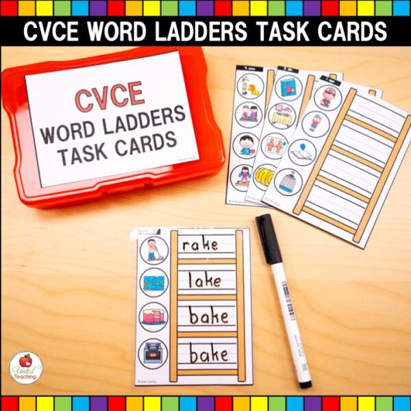 Word Ladders CVCE Words Task Cards