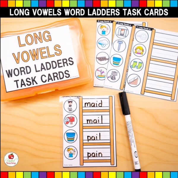Word Ladders Long Vowels Task Cards