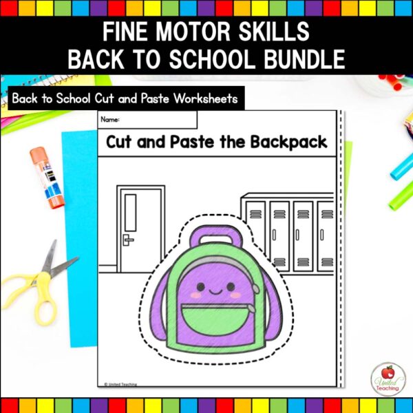 Back to School Fine Motor Skills Cut and Paste Worksheets