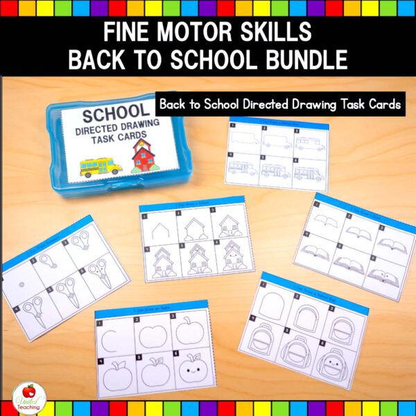 Back to School Fine Motor Skills Directed Drawing Task Cards