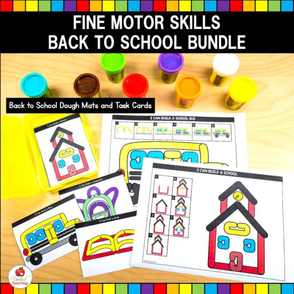 Back to School Fine Motor Skills Play Dough Mats and Task Cards
