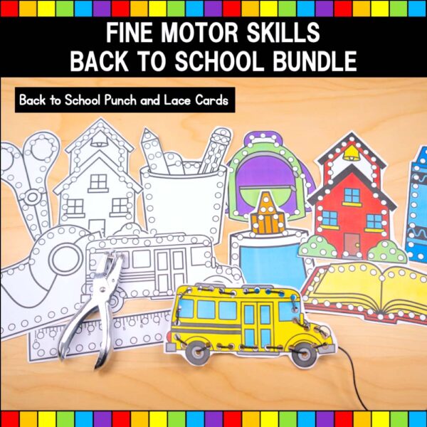 Back to School Fine Motor Skills Punch and Lace Cards