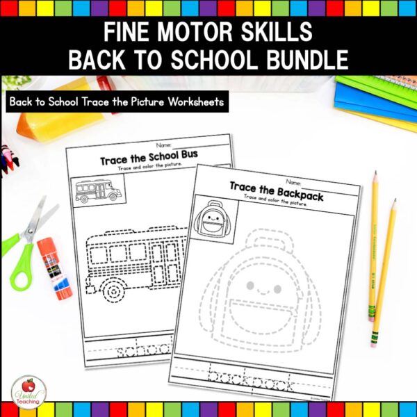 Back to School Fine Motor Skills Tracing Worksheets