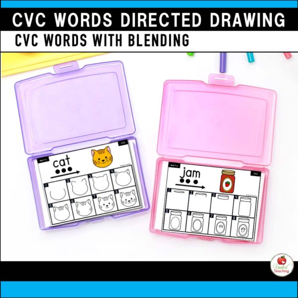 CVC Words Directed Drawing Task Cards with Blends